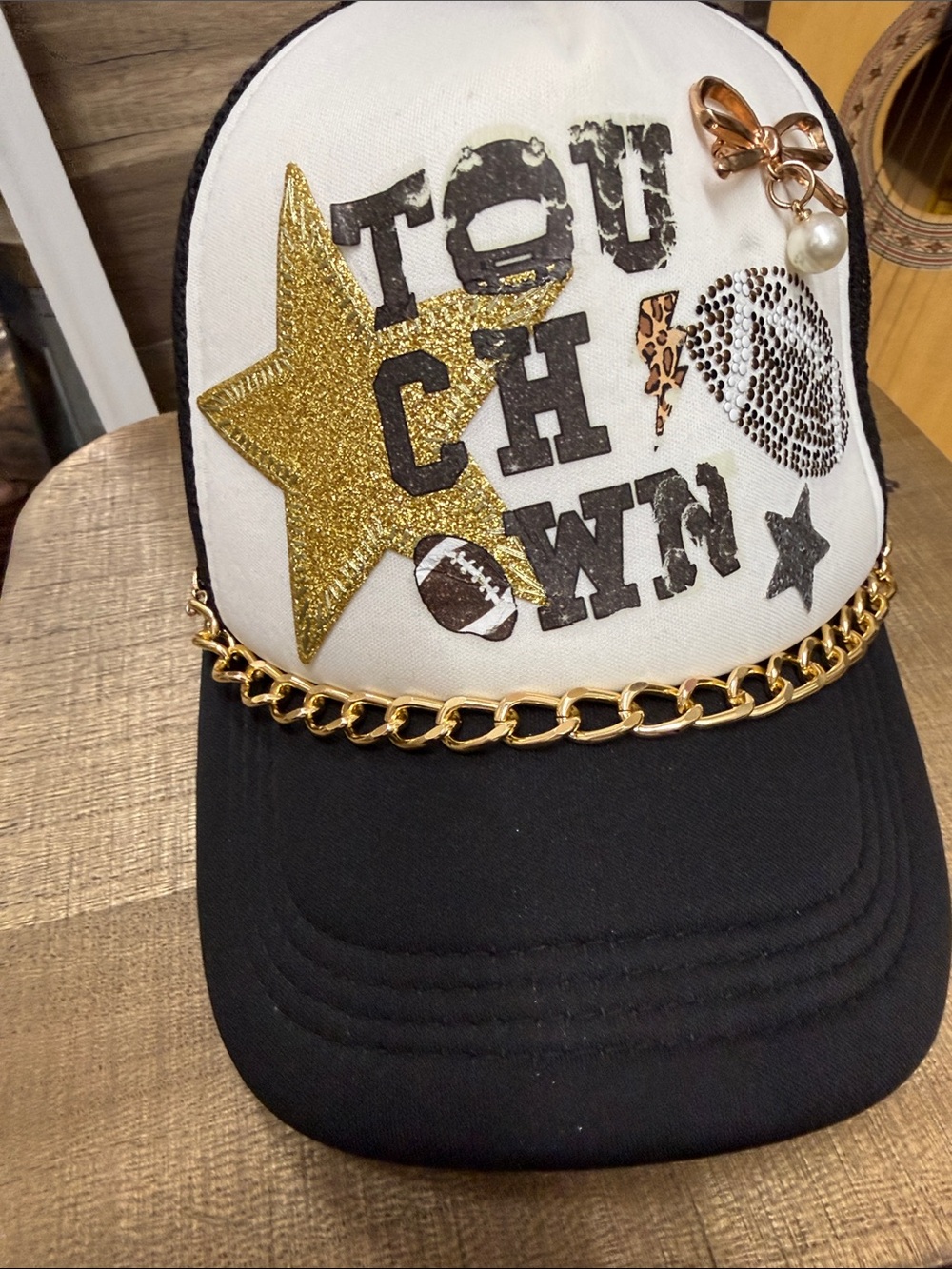 Trucker hat.  Touchdown Glitter Star Baseball Cap - Gold & Black